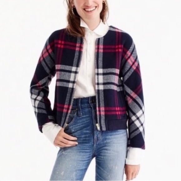 J. Crew Jackets & Coats J Crew Plaid Wool Bomber Jacket Women M Poshmark